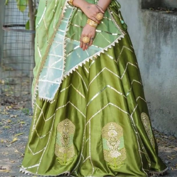 olive green traditional lehenga choli — 2