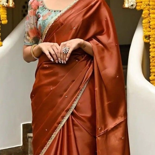 brown silk saree