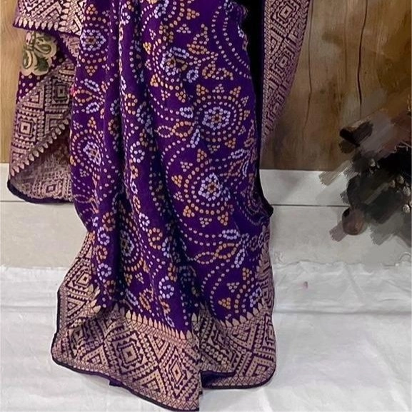 purple Bandhani saree — 2