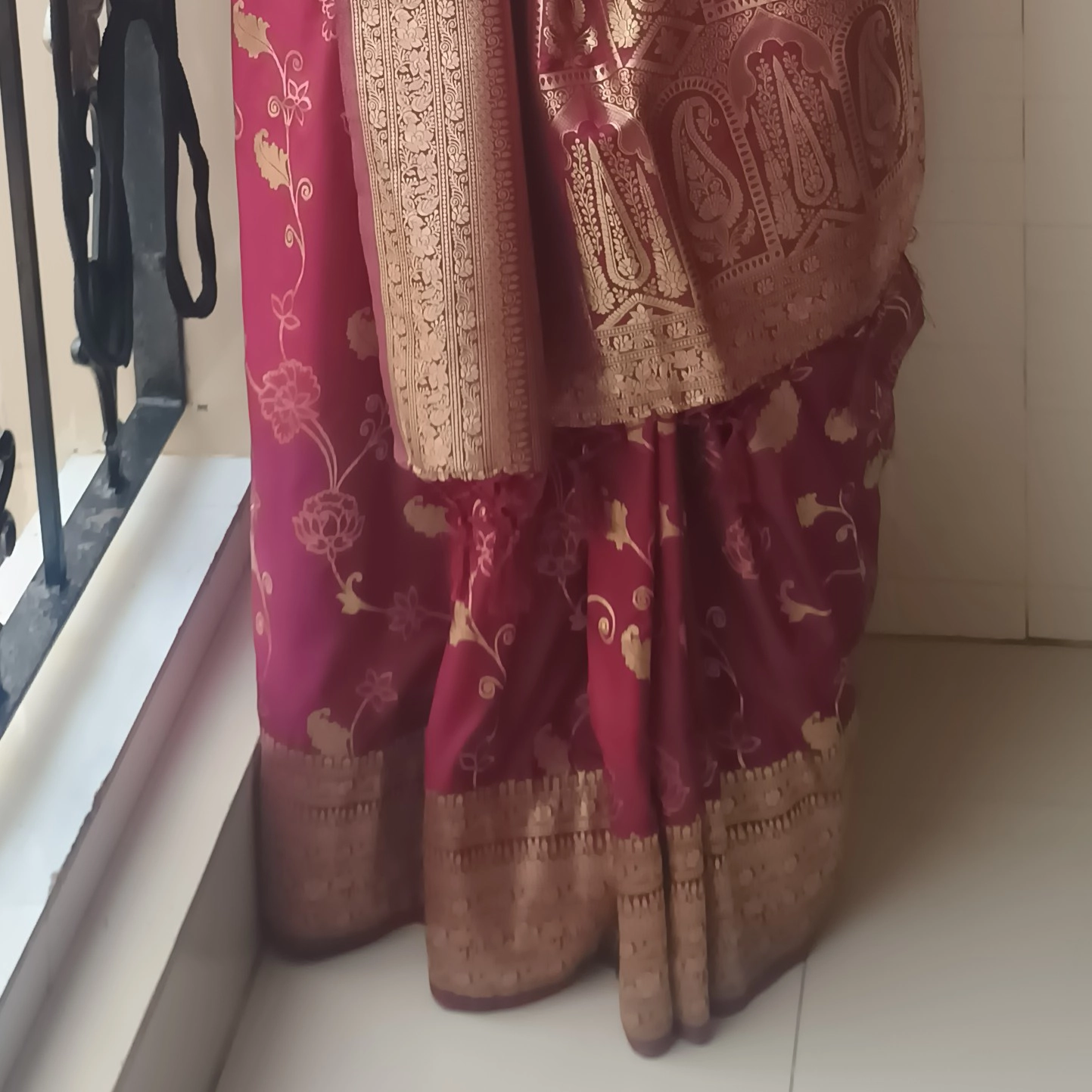 Red pure silk saree — 4