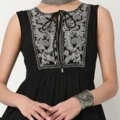 Classic Black Embroidered Flare Dress — 2