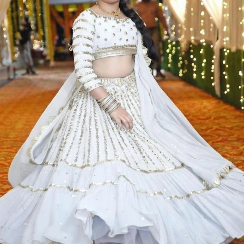 Enchanting Sky Blue Lehenga Choli Set for Girls