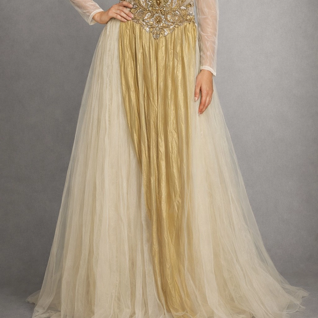 Partywear gown with long sleeve — 2