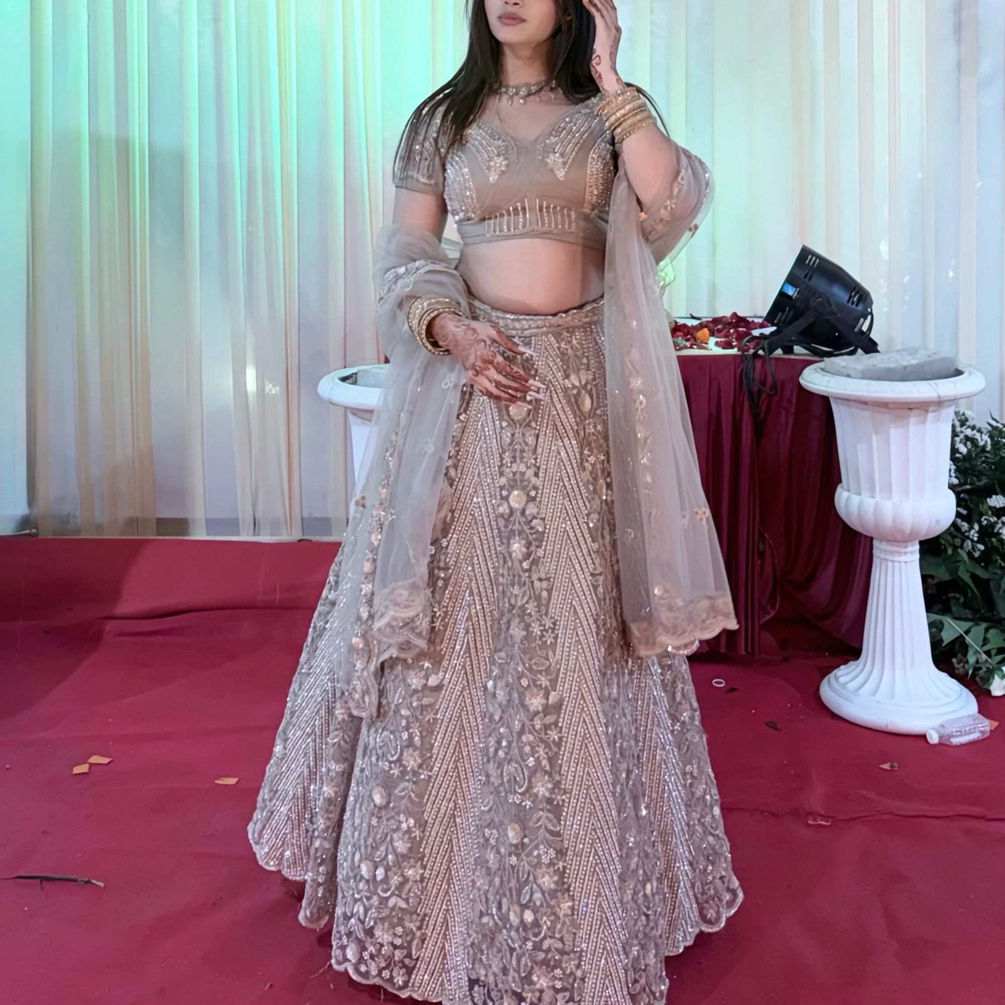 Champagne Gold Heavy Embroidered Designer Lehenga Choli with Dupatta