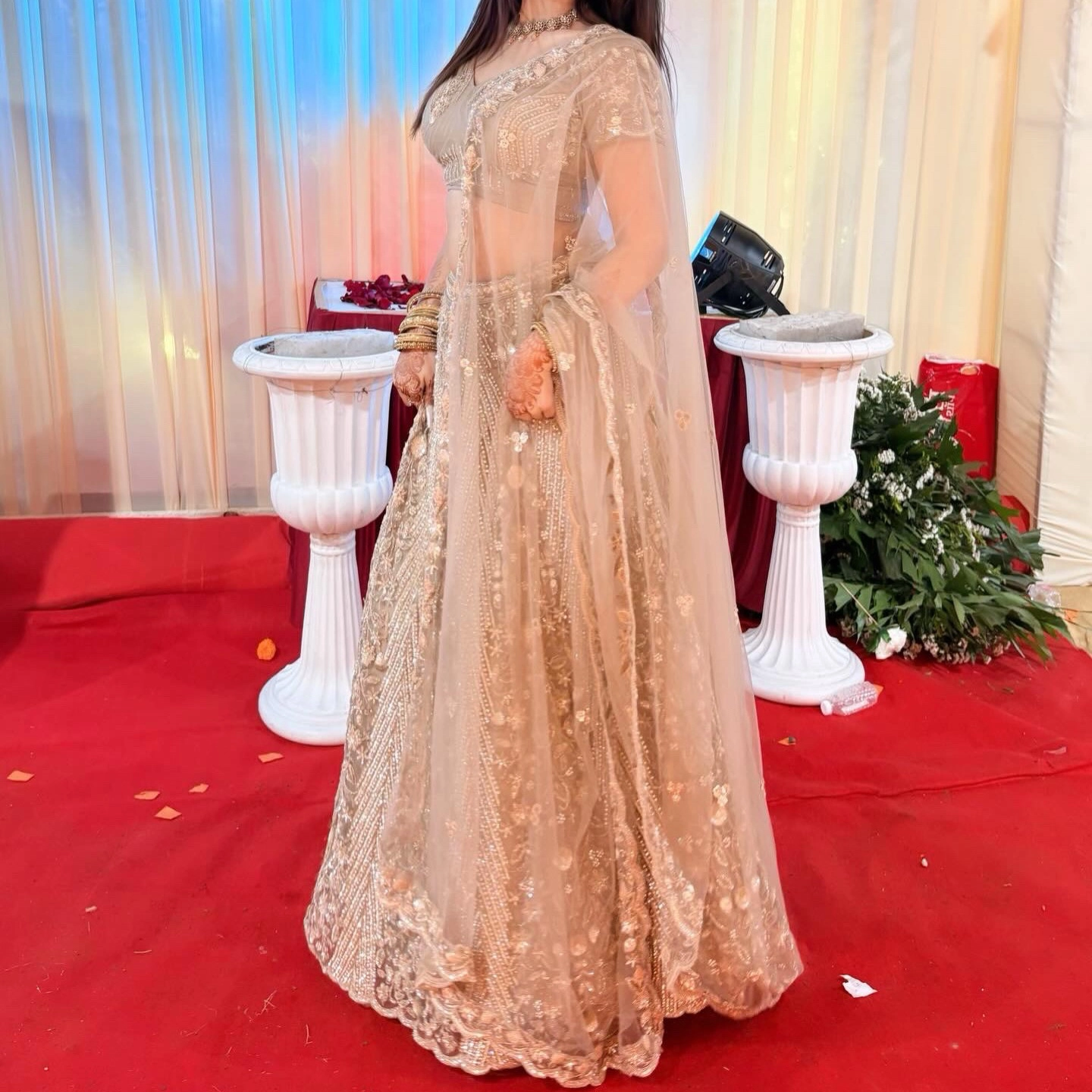 Champagne Gold Heavy Embroidered Designer Lehenga Choli with Dupatta — 3