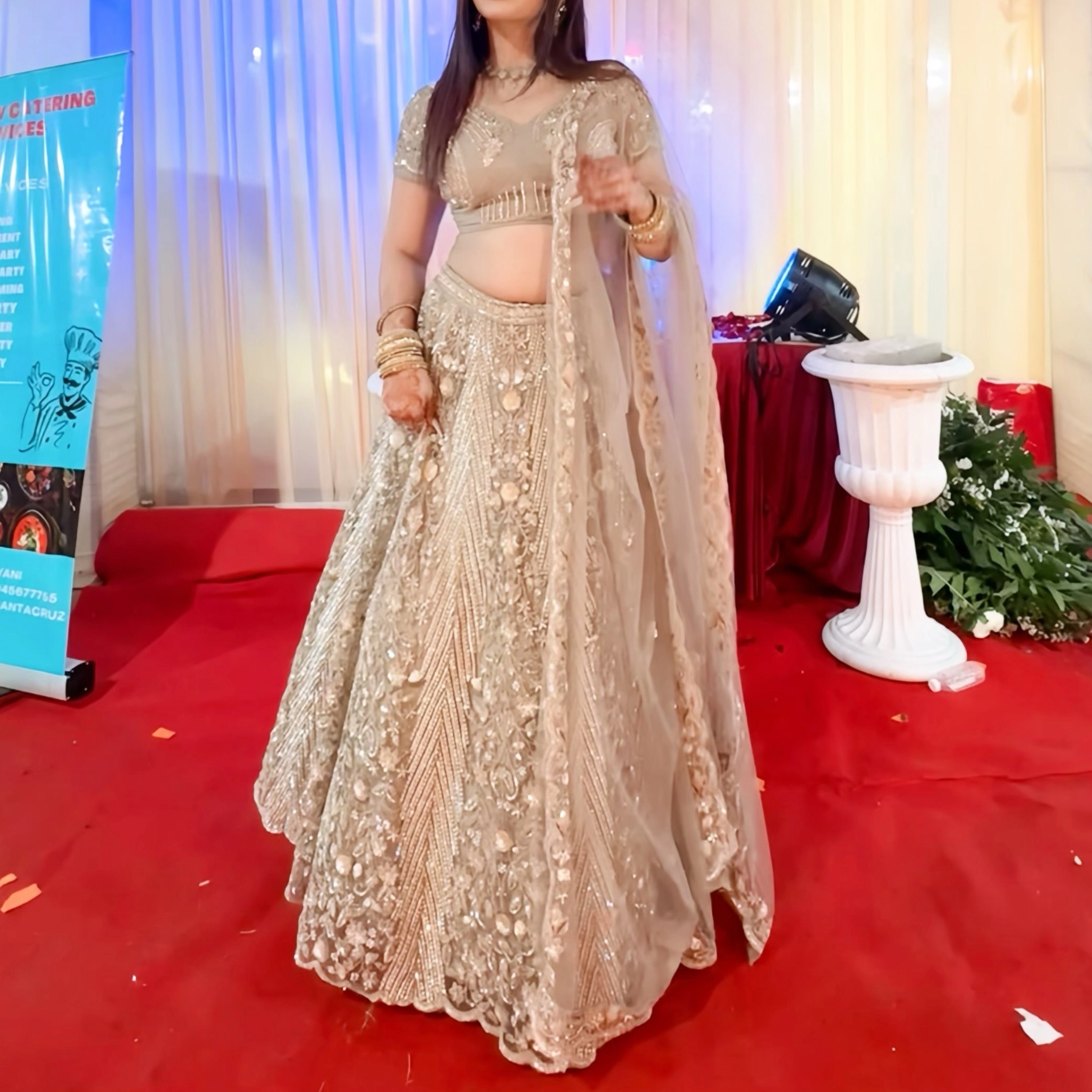 Champagne Gold Heavy Embroidered Designer Lehenga Choli with Dupatta — 4