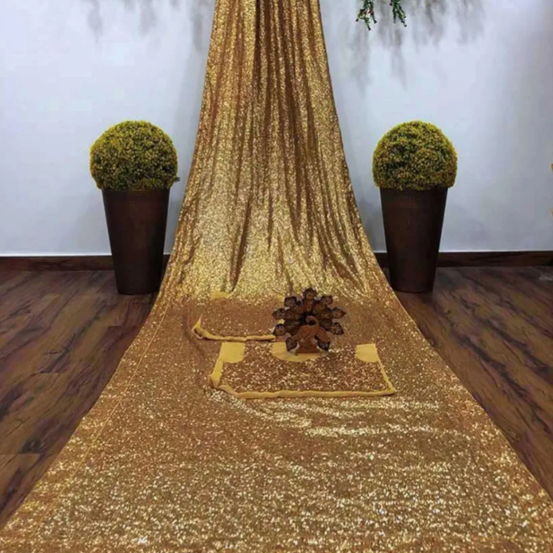 Women Bollywood golden Heavy Sequins Embroidery Work Saree — 2