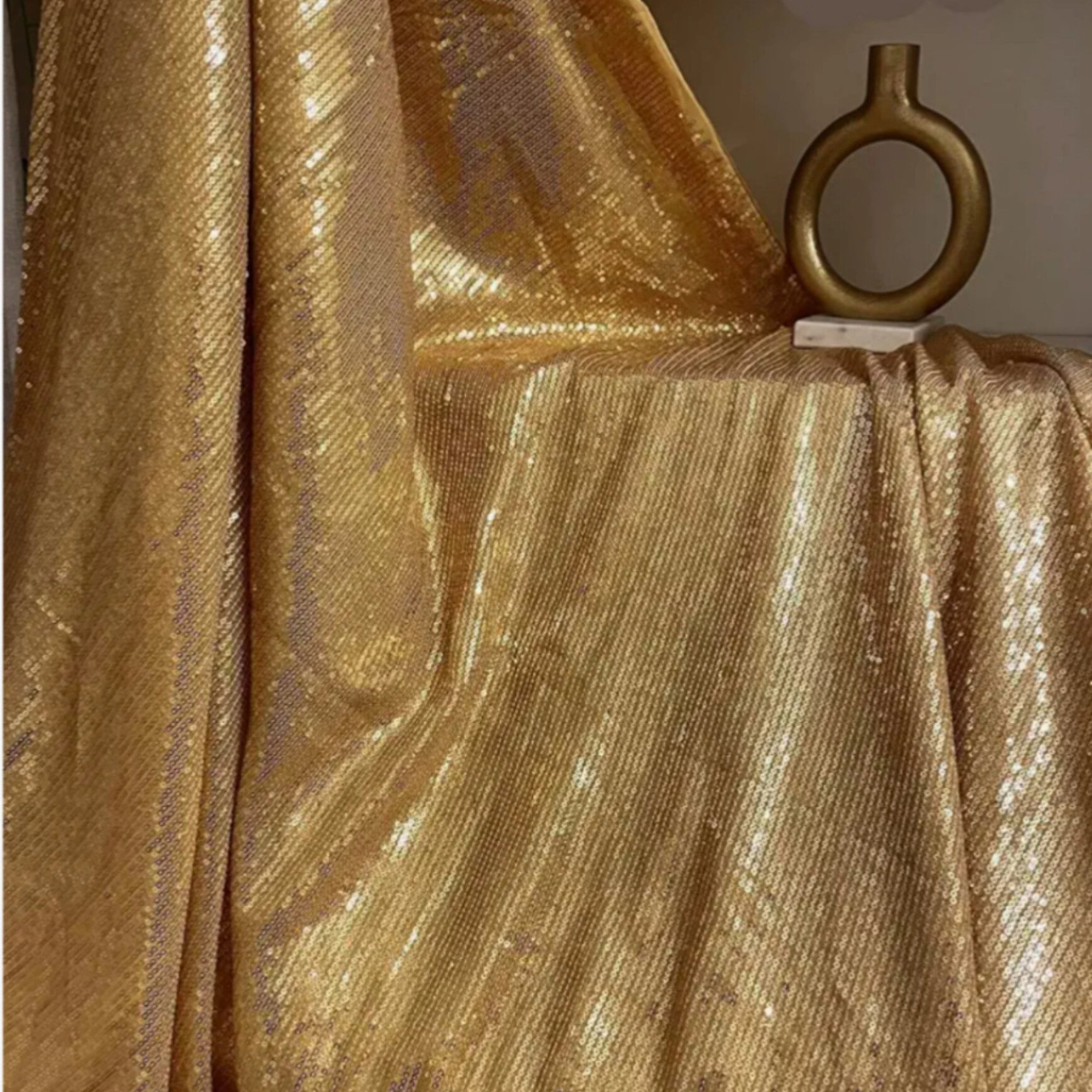 Women Bollywood golden Heavy Sequins Embroidery Work Saree — 4
