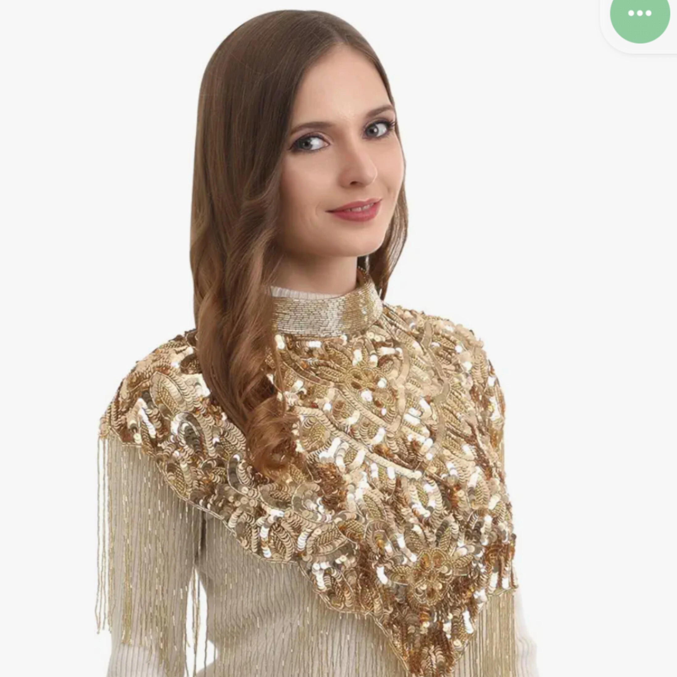 EDCO Women Net Hand Beaded Embroidered Cape Shrug,
