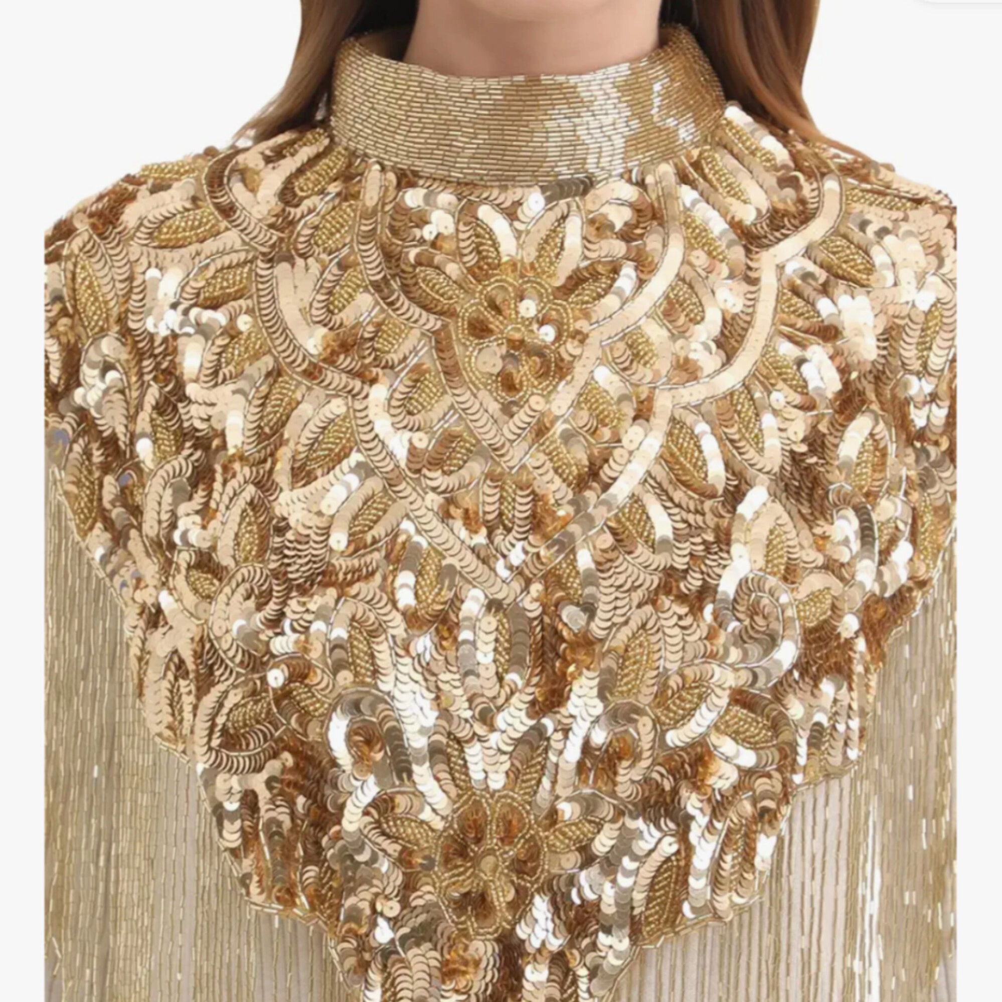 EDCO Women Net Hand Beaded Embroidered Cape Shrug, — 3