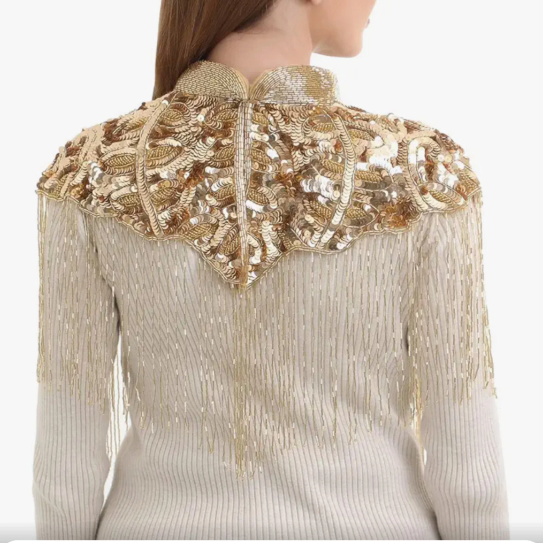 EDCO Women Net Hand Beaded Embroidered Cape Shrug, — 4